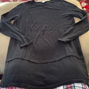 J. Jill Merino Wool Black Sweater Tunic Size Large Tall (TD)